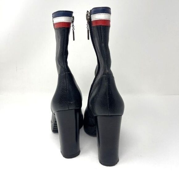Vintage Tommy Hilfiger womans Black leather heel ankle booties 5.5M plat… - Picture 6 of 8